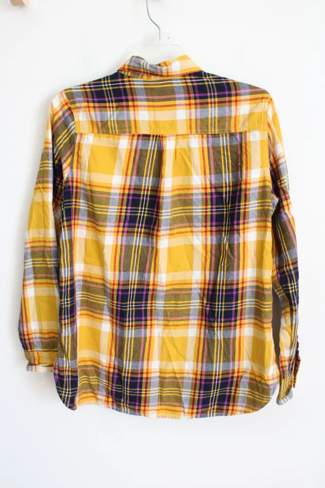 Old Navy Old Navy Classic Yellow Plaid Top M Earrings