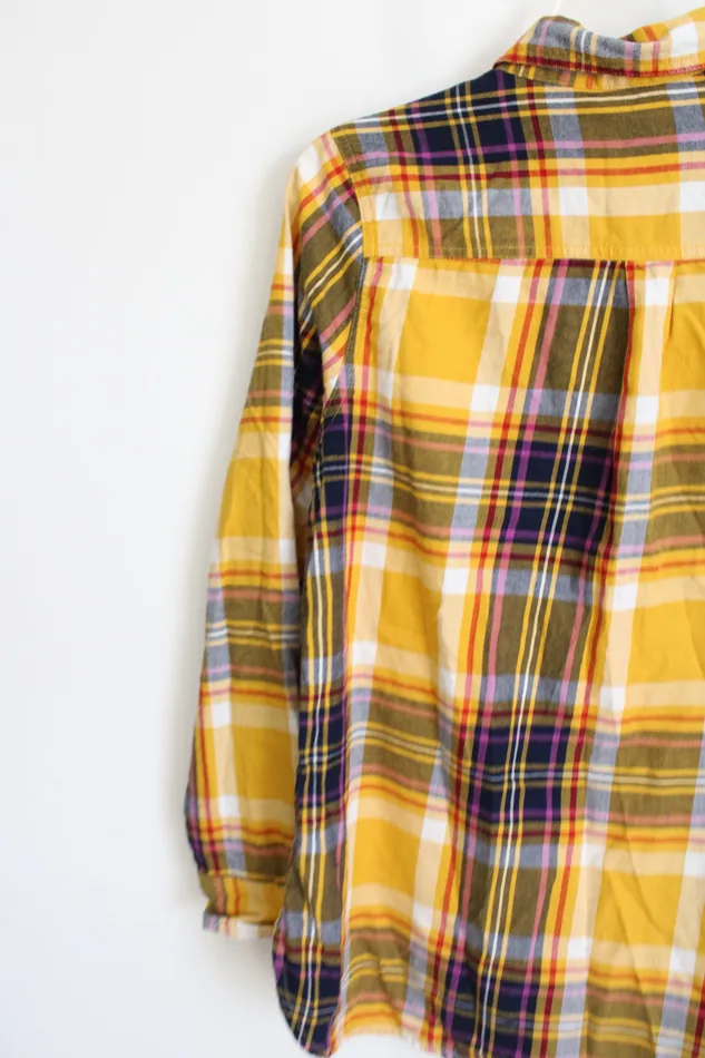 Old Navy Old Navy Classic Yellow Plaid Top M Earrings