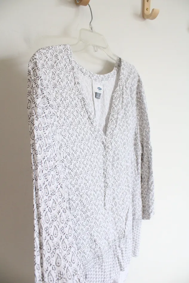 Old Navy Rings Old Navy Black White Patterned Long Sleeved Top L