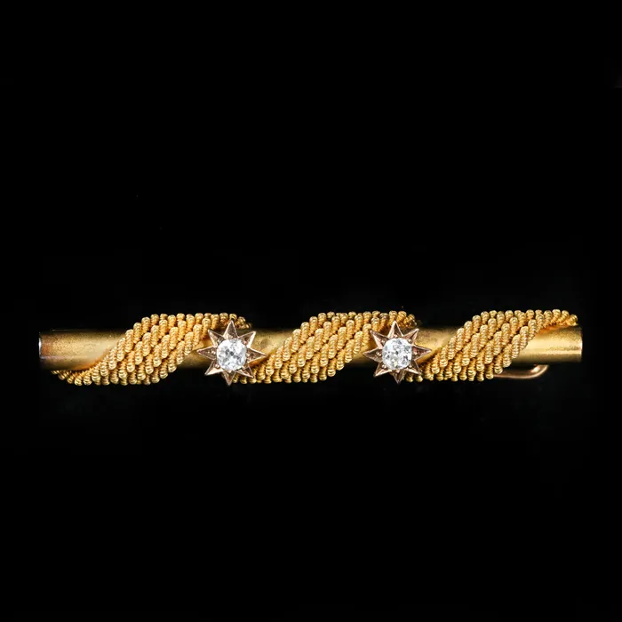 OTC Necklaces Victorian 030 CTW Old Mine Cut Diamond Bar Pin