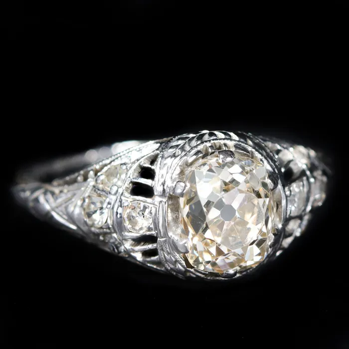 OTC Rings Art Deco 120 Carat Old Mine Cut Diamond Engagement Ring