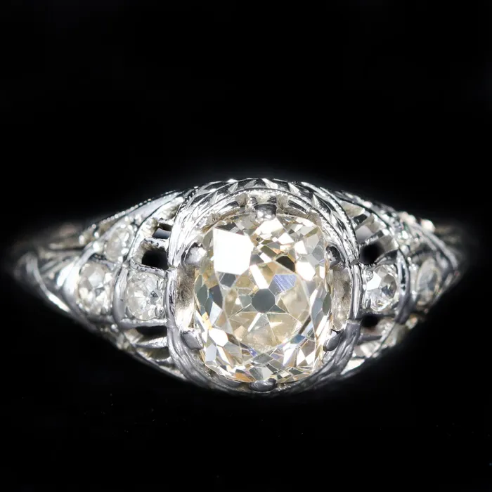 OTC Rings Art Deco 120 Carat Old Mine Cut Diamond Engagement Ring