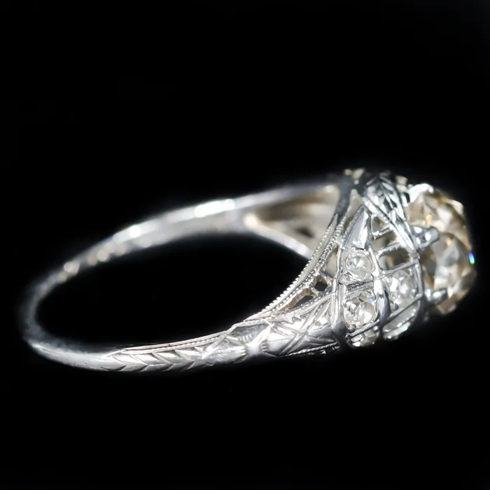 OTC Rings Art Deco 120 Carat Old Mine Cut Diamond Engagement Ring