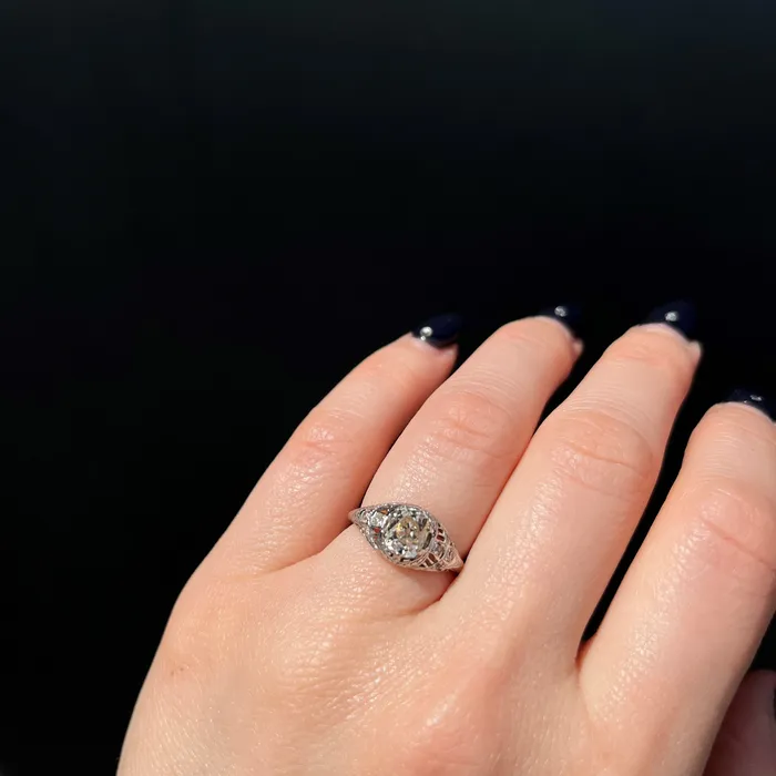 OTC Rings Art Deco 120 Carat Old Mine Cut Diamond Engagement Ring