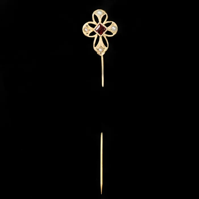 OTC Victorian 10K Yellow Gold Garnet Stick Pin Earrings