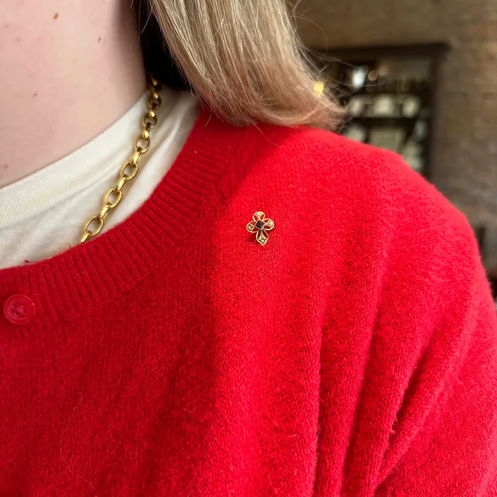 OTC Victorian 10K Yellow Gold Garnet Stick Pin Earrings