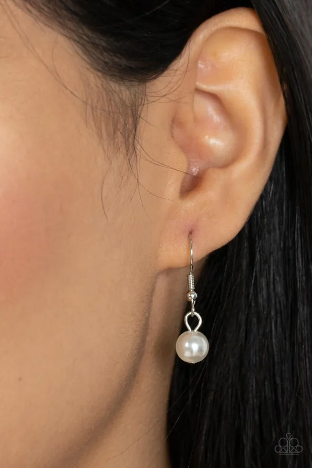 Paparazzi Accessories Earrings Drip Drop Dazzle White
