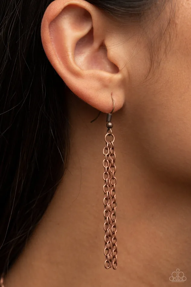 Paparazzi Accessories Earrings Reimagined Romance Copper