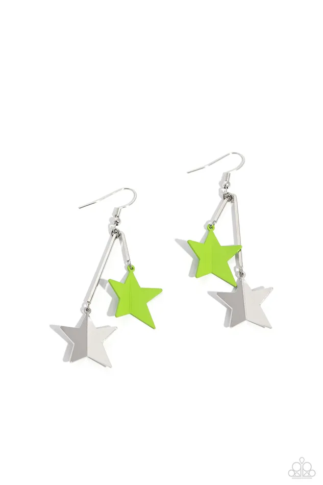 Paparazzi Accessories Earrings Stellar STAGGER Green