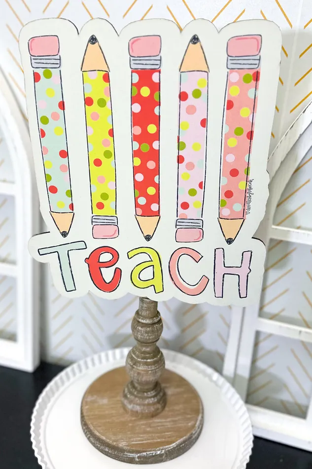 Patterned Topper Teach Pencils Doodles By Rebekah Earrings