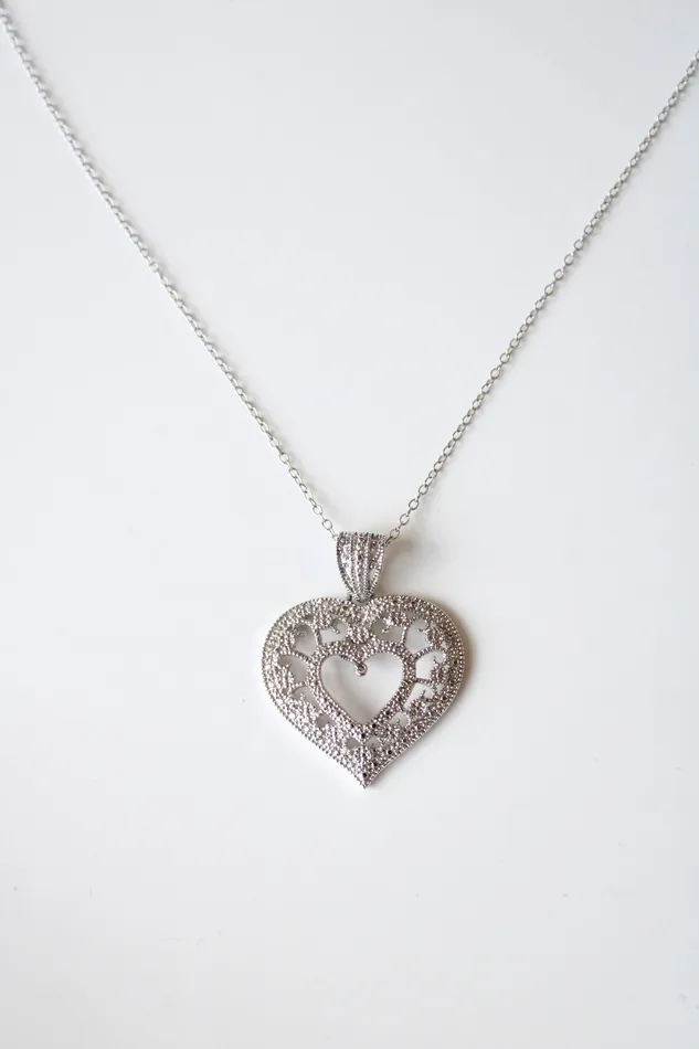 Pave Heart Sterling Silver Necklace Jubilee Thrift Necklaces