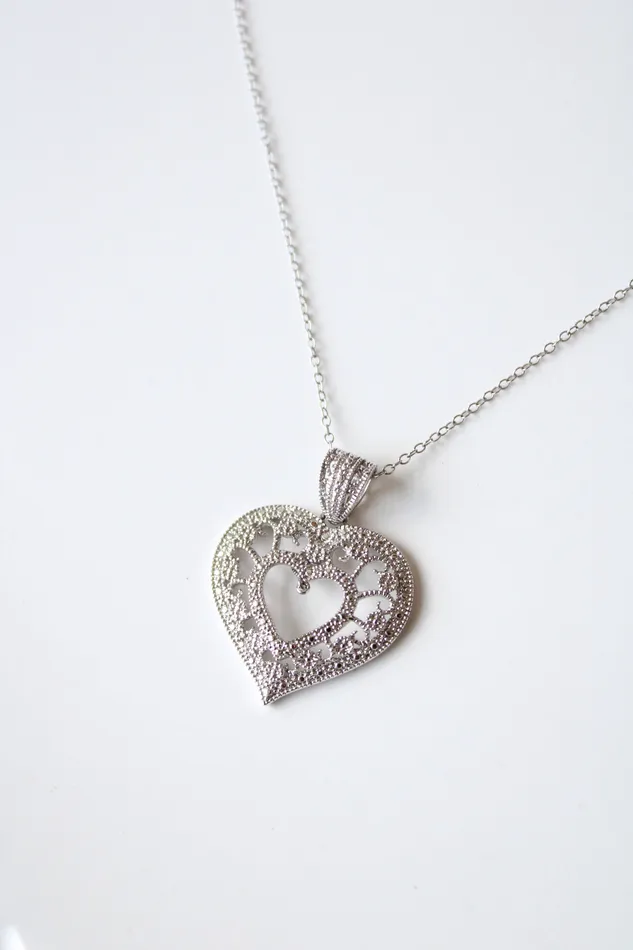 Pave Heart Sterling Silver Necklace Jubilee Thrift Necklaces