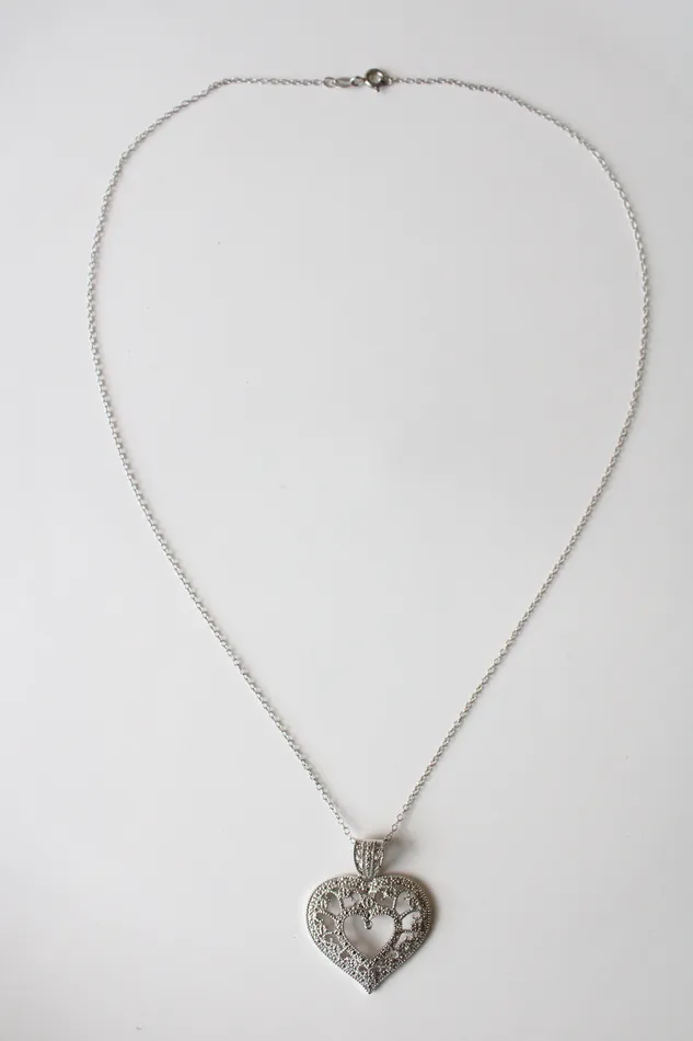 Pave Heart Sterling Silver Necklace Jubilee Thrift Necklaces