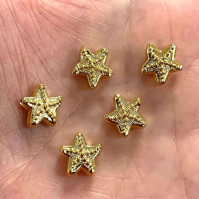 Peppy Beads 24Kt Gold Plated Brass Starfish Spacer Charms 5 pcs in a pack Earrings Peppy Beads 24Kt Gold Plated Brass Starfish Spacer Charms 5 pcs in a pack Earrings