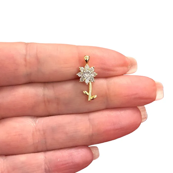 Peppy Beads 24Kt Gold Plated CZ Daisy Charm Charm Necklaces