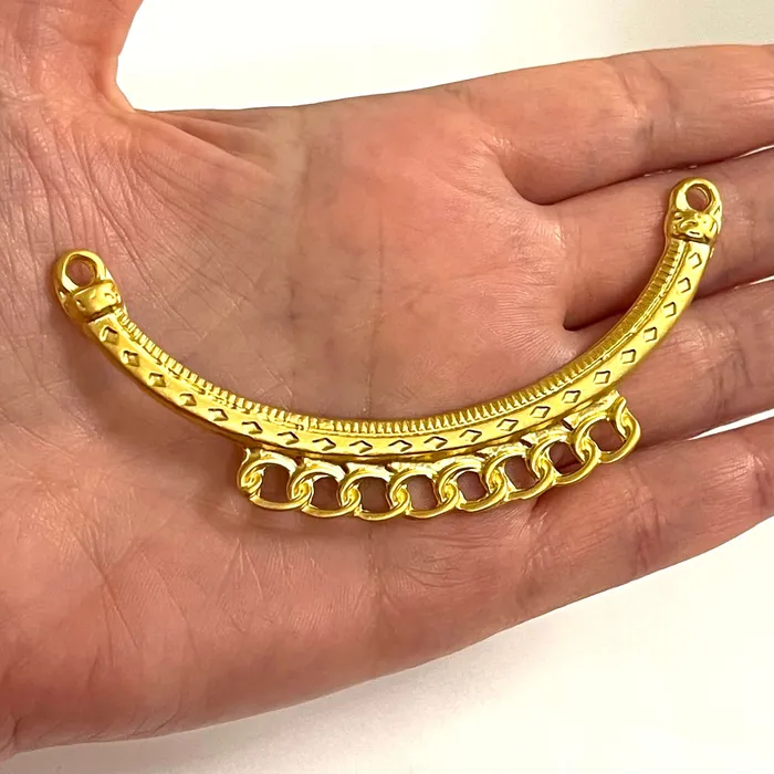 Peppy Beads 24Kt Matte Gold Plated Large Pendant Gold Plated Large Connector 90mm Necklaces Peppy Beads 24Kt Matte Gold Plated Large Pendant Gold Plated Large Connector 90mm Necklaces