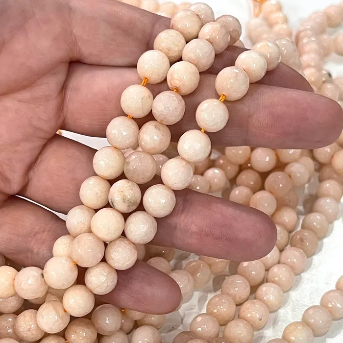 Peppy Beads Beige Jadedyed Beads 8mm Faceted Round Beads 155 Inch Full strand Approx 48 beads Hole 1mm A quality Rings