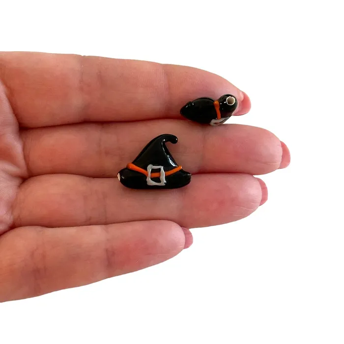 Peppy Beads Charm Necklaces Halloween Witch Hat Hand Made Murano Glass Charm