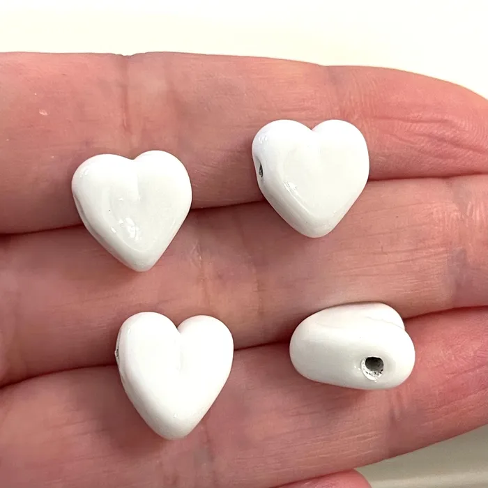 Peppy Beads Charm Necklaces Hand Made Murano Glass White Heart Charm