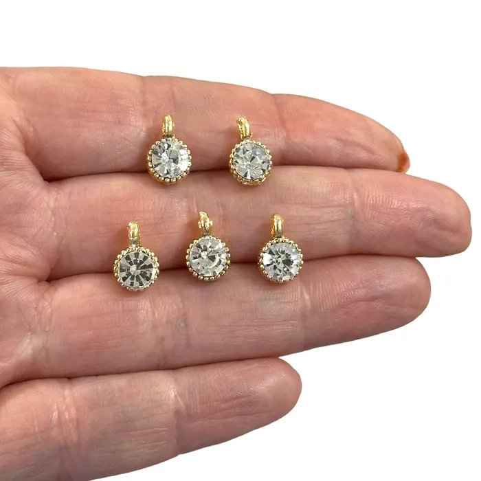 Peppy Beads Cubic Zirconia CZ Gold Plated Charms 5 Pcs in a pack Earrings