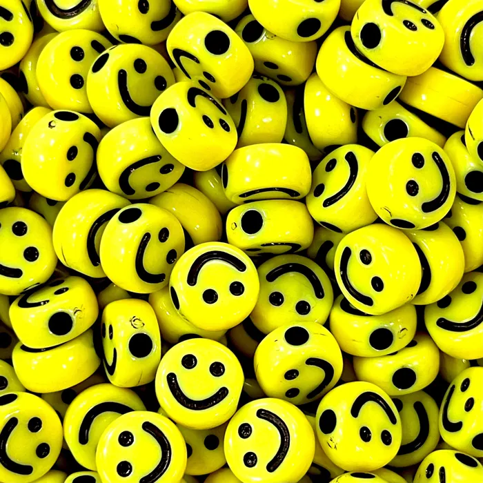 Peppy Beads Earrings 10mm Acrylic Smiley Face Beads Smiley Face Spacer Beads 50Gr Pack Approx 150 Beads in a pack