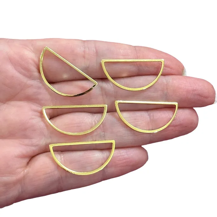 Peppy Beads Earrings 24Kt Gold Plated 28x14mm Semicircle Charms Gold Oval Semicircle Charms 5 pcs in a pack Peppy Beads Earrings 24Kt Gold Plated 28x14mm Semicircle Charms Gold Oval Semicircle Charms 5 pcs in a pack