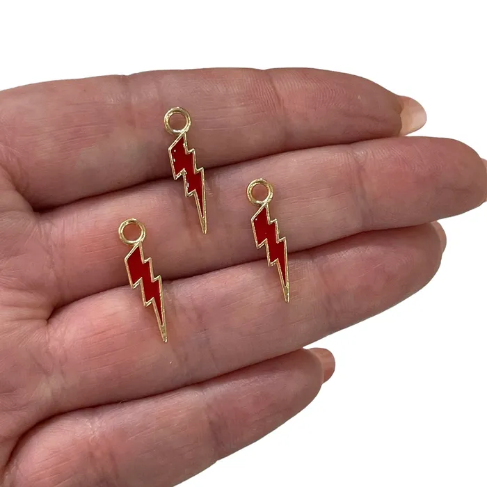 Peppy Beads Earrings 24Kt Gold Plated Brass Lightning Charms Gold Plated Enamelled Brass Lightning Charms 3 pcs in a pack Peppy Beads Earrings 24Kt Gold Plated Brass Lightning Charms Gold Plated Enamelled Brass Lightning Charms 3 pcs in a pack