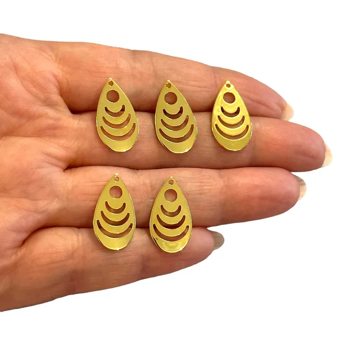 Peppy Beads Earrings 24Kt Gold Plated Drop Charms5 pcs in a pack