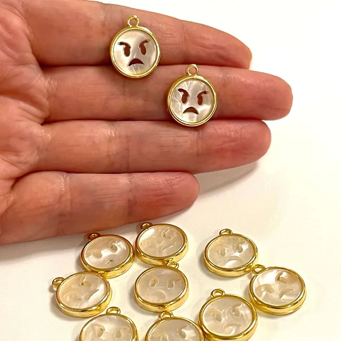 Peppy Beads Earrings 24Kt Gold Plated Resin Emoji Charms 2 pcs in a pack