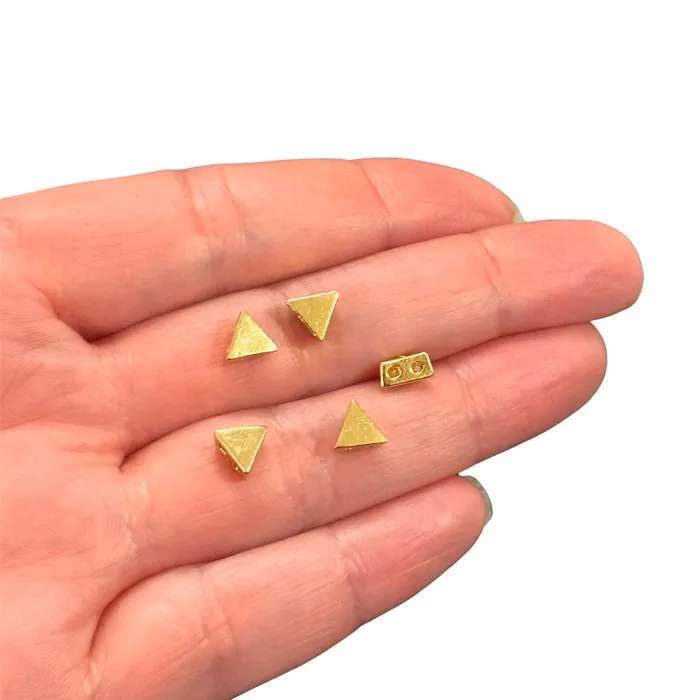 Peppy Beads Earrings 24Kt Gold Plated Triangle Double Hole Spacer Charms 5 pcs in a pack Peppy Beads Earrings 24Kt Gold Plated Triangle Double Hole Spacer Charms 5 pcs in a pack