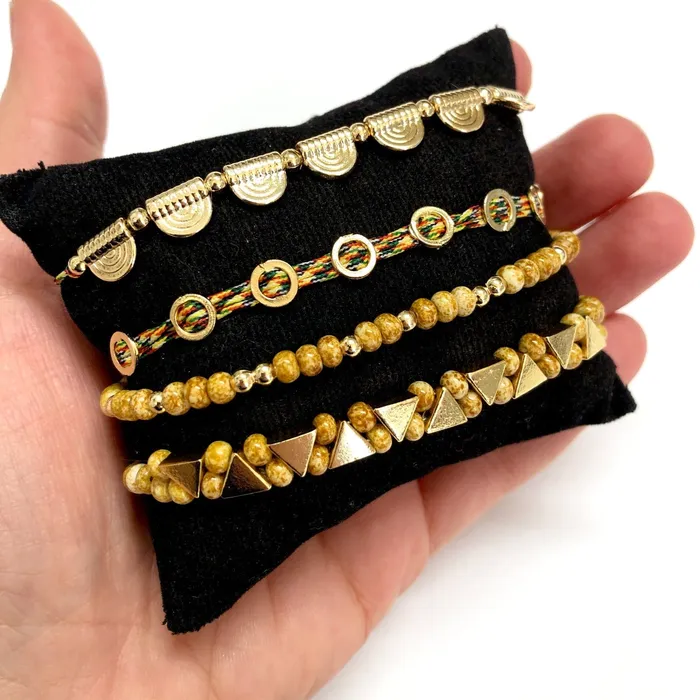 Peppy Beads Earrings 24Kt Gold Plated Triangle Double Hole Spacer Charms 5 pcs in a pack