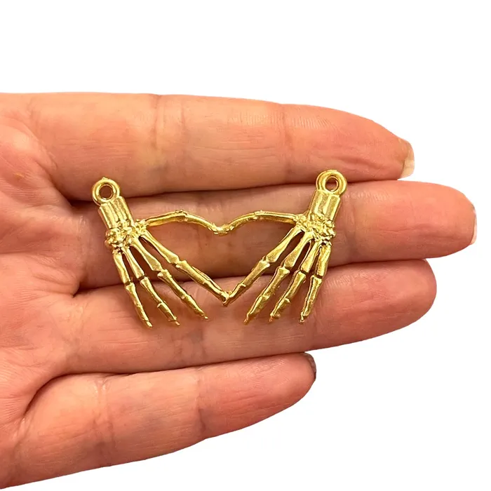 Peppy Beads Earrings 24Kt Matte Gold Plated Skeleton Hands Connector Charm