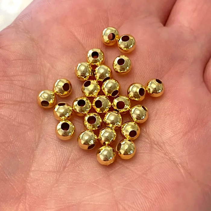 Peppy Beads Earrings 24Kt Shiny Gold Plated 5mm Spacer Balls 100 pieces in a pack Peppy Beads Earrings 24Kt Shiny Gold Plated 5mm Spacer Balls 100 pieces in a pack