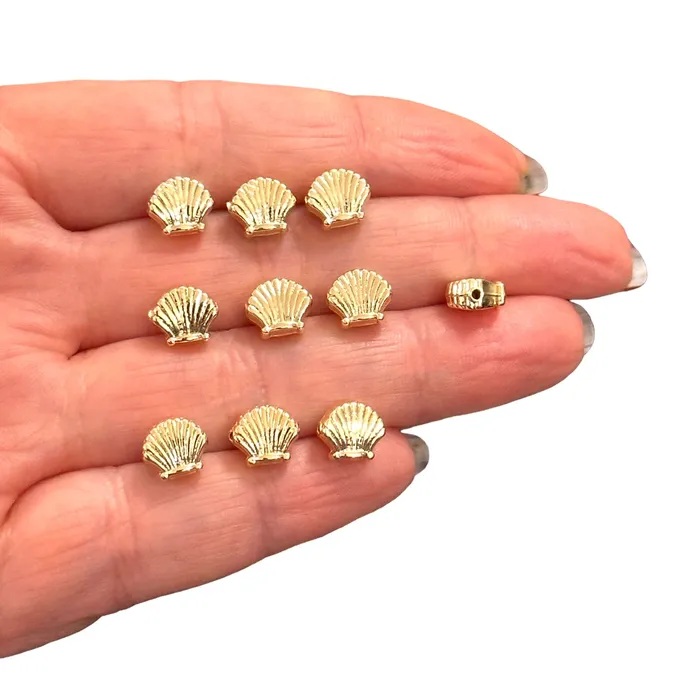 Peppy Beads Earrings 24Kt Shiny Gold Plated Horizontal Hole Oyster Spacer Charms 10 pcs in a pack Peppy Beads Earrings 24Kt Shiny Gold Plated Horizontal Hole Oyster Spacer Charms 10 pcs in a pack
