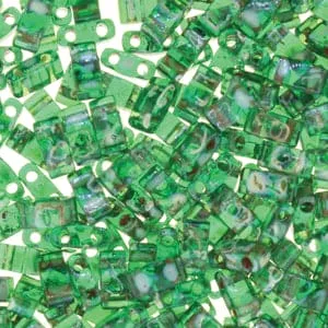 Peppy Beads Earrings Miyuki Half Tila Beads HTL4507 Picasso Transparent Green