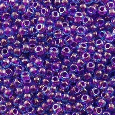 Peppy Beads Earrings Miyuki Seed Beads 60 Fuchsia Lined Aqua Luster 0352