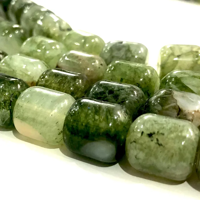 Peppy Beads Earrings Moss Agate Natural Large Cylinder Beads 13mm 30 Beads