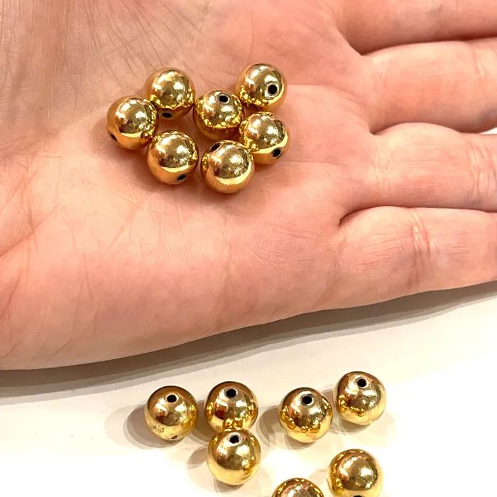 Peppy Beads Earrings NEW 24Kt Shiny Gold Plated 10mm Balls Gold Spacer BallsGold Spacer Beads 10 pcs in a pack Peppy Beads Earrings NEW 24Kt Shiny Gold Plated 10mm Balls Gold Spacer BallsGold Spacer Beads 10 pcs in a pack