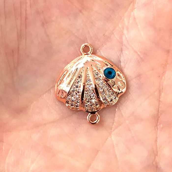 Peppy Beads Earrings Oyster High Quality Zirconia Rose Gold Plated Charms Zirconia Connector Charms