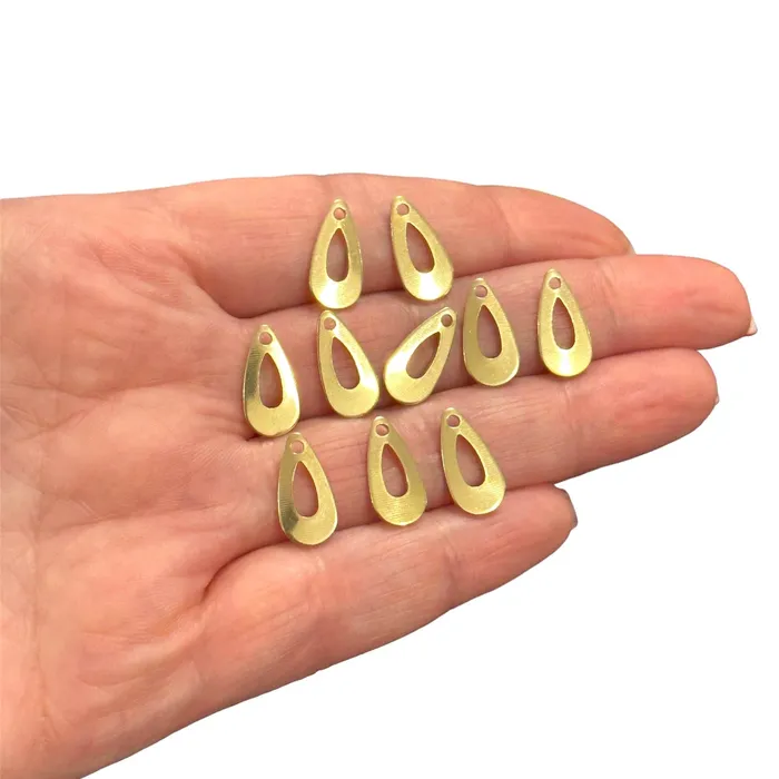 Peppy Beads Earrings Raw Brass Drop Charms10 pcs in a pack