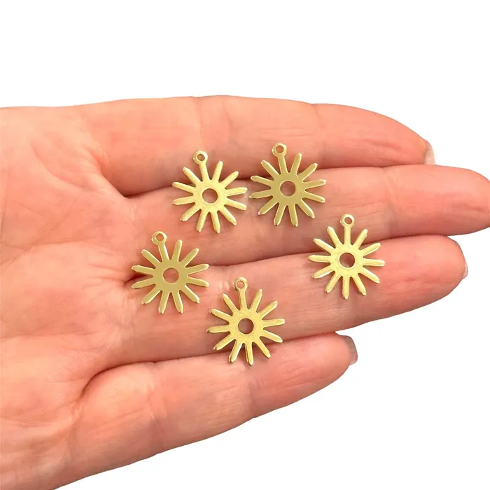 Peppy Beads Earrings Raw Brass Flower Charms5 pcs in a pack
