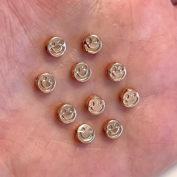 Peppy Beads Earrings Rose Gold Plated Brass Smiley Face Spacer Charms Smiley Face Spacers 10 pcs in a pack Peppy Beads Earrings Rose Gold Plated Brass Smiley Face Spacer Charms Smiley Face Spacers 10 pcs in a pack