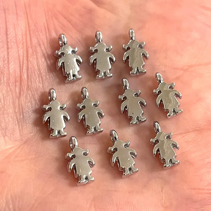Peppy Beads Earrings Silver Plated Girl Charms 10 pcs in a pack