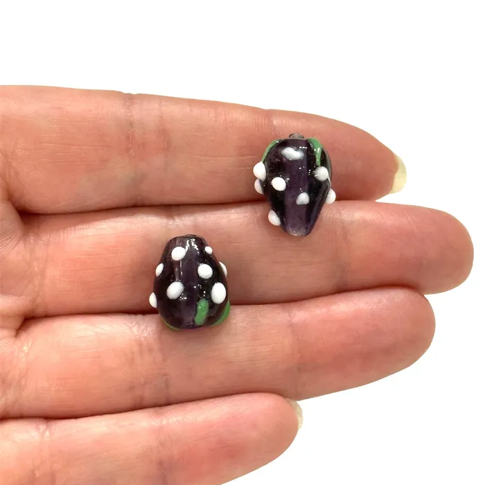 Peppy Beads Hand Made Raspberry Glass Vertical Hole FruitVine Beads 2 Pcs in a pack Earrings Peppy Beads Hand Made Raspberry Glass Vertical Hole FruitVine Beads 2 Pcs in a pack Earrings