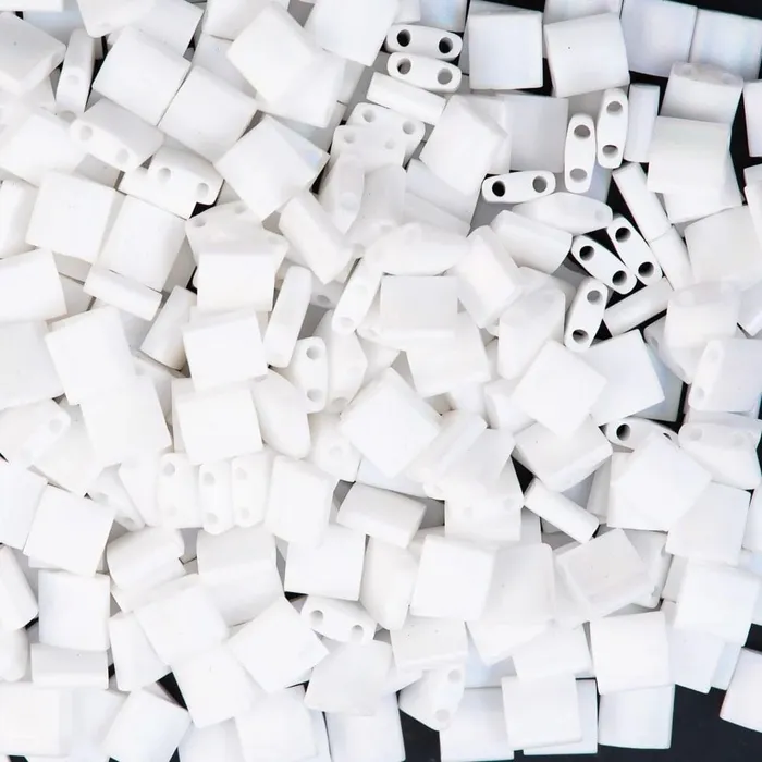 Peppy Beads Miyuki Tila Beads TL0402F White Opaque Matted Rings