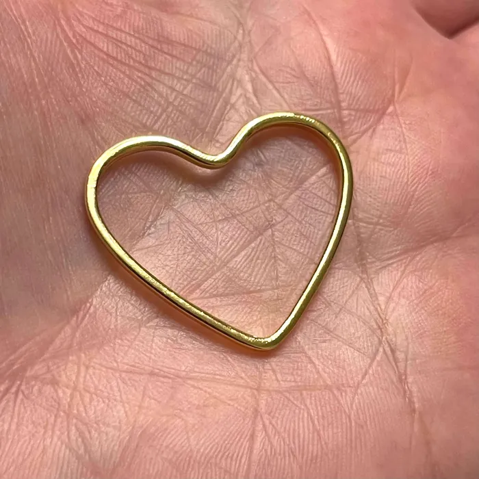 Peppy Beads Necklaces 24Kt Shiny Gold Plated Brass Heart Connector Charms 28x32mm Peppy Beads Necklaces 24Kt Shiny Gold Plated Brass Heart Connector Charms 28x32mm