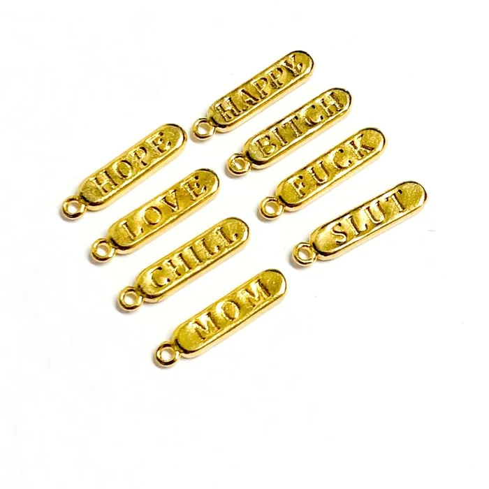 Peppy Beads Necklaces 24Kt Shiny Gold Plated Brass Pill Bar Words Pendant Words Charms Love Chill HopeHappy Mom Charms Peppy Beads Necklaces 24Kt Shiny Gold Plated Brass Pill Bar Words Pendant Words Charms Love Chill HopeHappy Mom Charms
