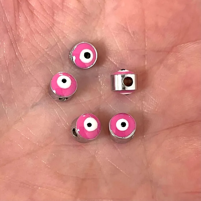 Peppy Beads Necklaces 6mm Silver Plated Evil Eye Beads 6mm Silver Plated Evil Eye Spacers 5 Pcs in a Pack Peppy Beads Necklaces 6mm Silver Plated Evil Eye Beads 6mm Silver Plated Evil Eye Spacers 5 Pcs in a Pack