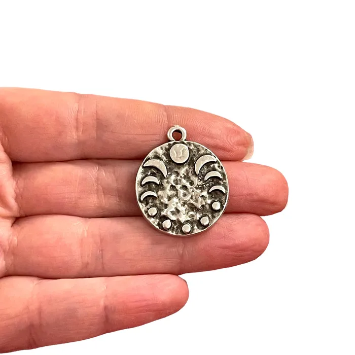 Peppy Beads Necklaces Antique Silver Plated Phases of Moon Charm Silver Phases of Moon Charm Peppy Beads Necklaces Antique Silver Plated Phases of Moon Charm Silver Phases of Moon Charm