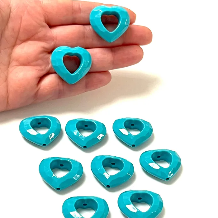 Peppy Beads Necklaces Turquoise Acrylic Heart Charms Acrylic Heart Beads 10 Pcs in a pack Peppy Beads Necklaces Turquoise Acrylic Heart Charms Acrylic Heart Beads 10 Pcs in a pack